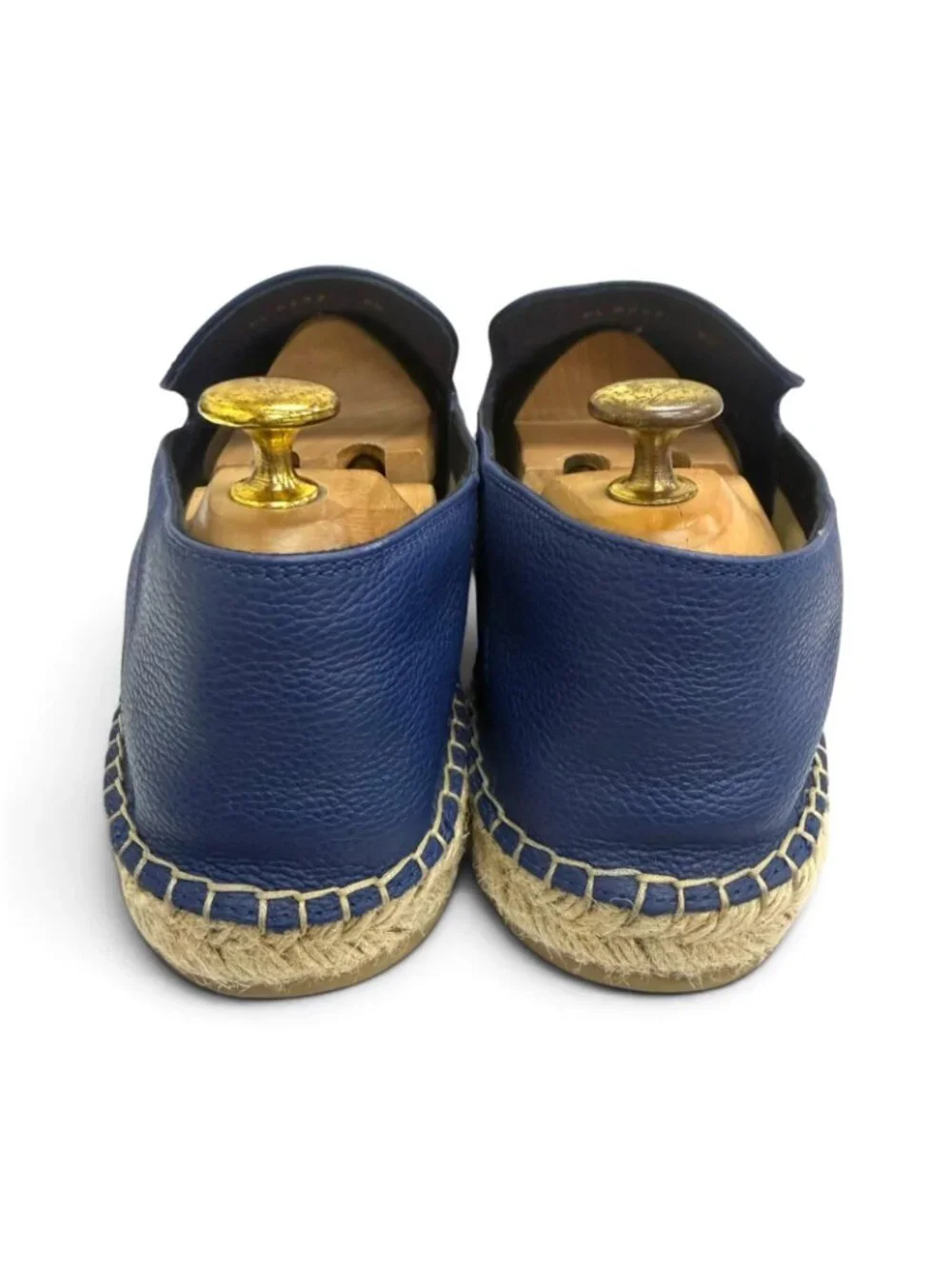 Louis Vuitton Leather Monogram Logo Embroidery Espadrilles Slip Ons Navy 8.5